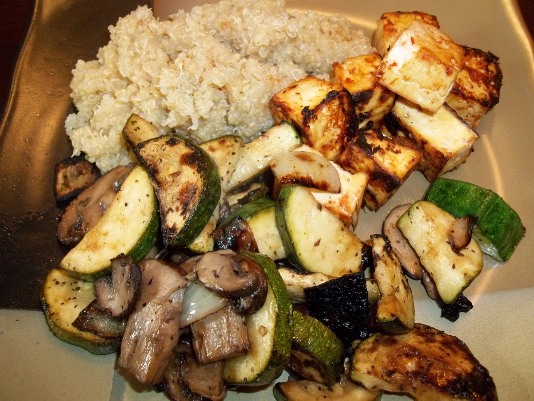 tofu with grilled veggies and quinoa